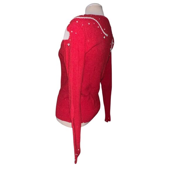 Vintage Smiths Aspen Red Knit Sweater W/ White Heart Design & Beaded Detailing - Picture 10 of 12